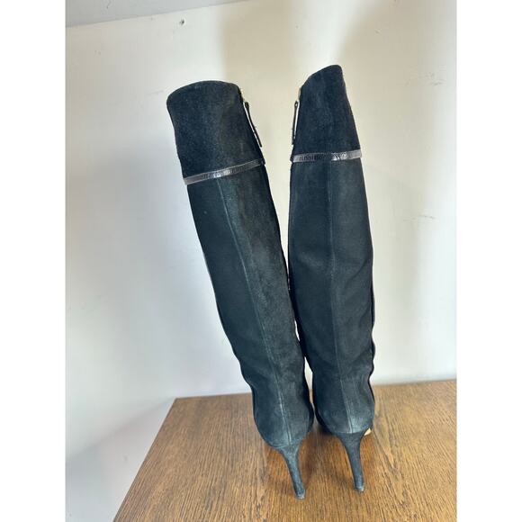 KATE SPADE Black Suede Knee High‎ Heel Boots womans 7 B - Picture 4 of 11